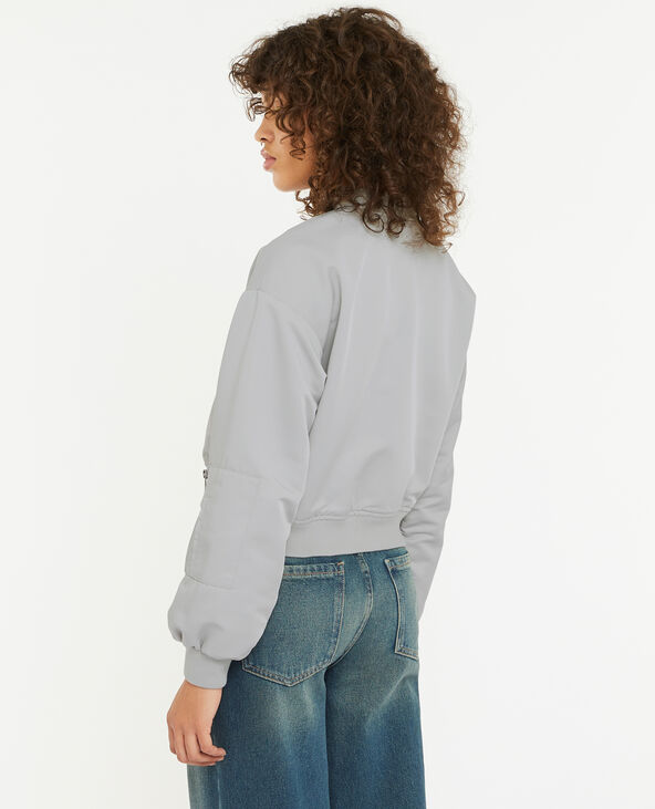 Bomber court en tissu satiné gris clair - Pimkie