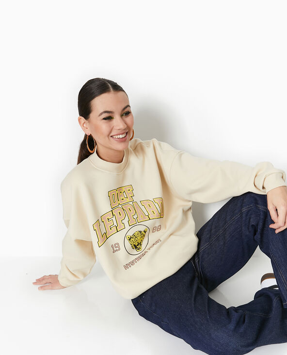 Sweat col rond AALIYAH beige - Pimkie