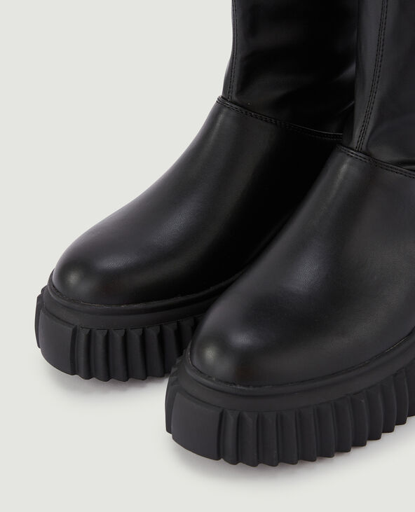 Bottes avec semelles compensées et crantées noir - Pimkie