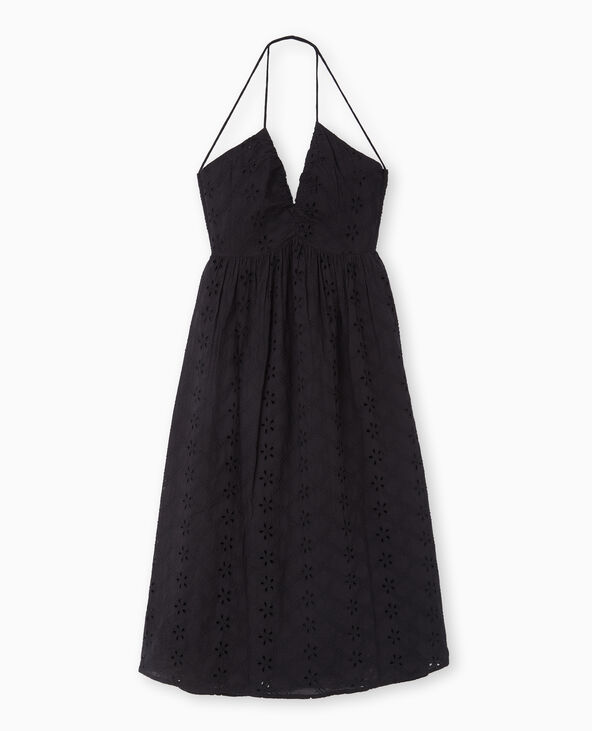 Robe longue en broderie anglaise bretelles croisées noir - Pimkie