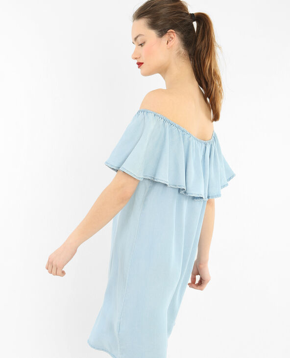 Robe volant bardot bleu clair - Pimkie