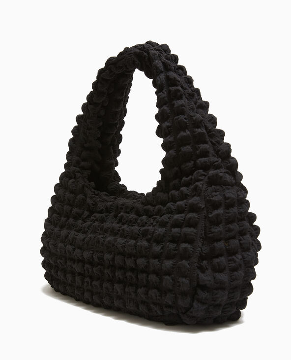 Sac forme lune en tissu reliéfé gaufré noir - Pimkie