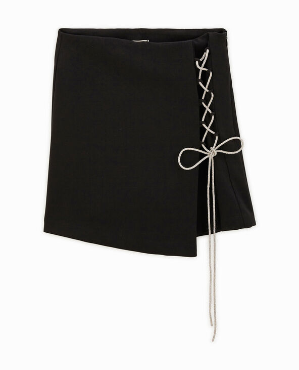 Jupe-short avec lacet strass noir - Pimkie