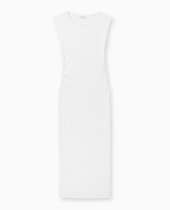 Robe longue sans manches avec fronces côtés blanc - Pimkie