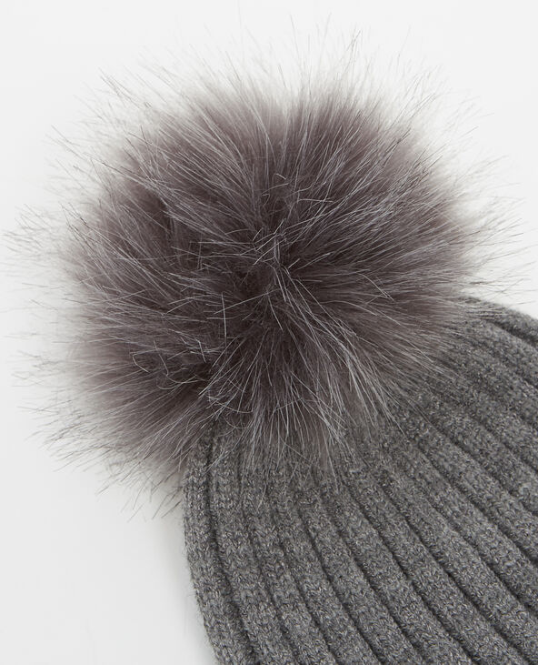 Bonnet à pompon noir - Pimkie