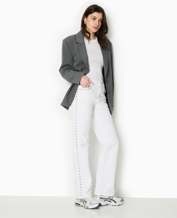 Jean straight taille basse avec clous blanc - Pimkie