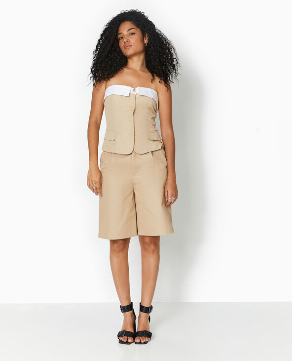 Top bustier avec revers beige - Pimkie