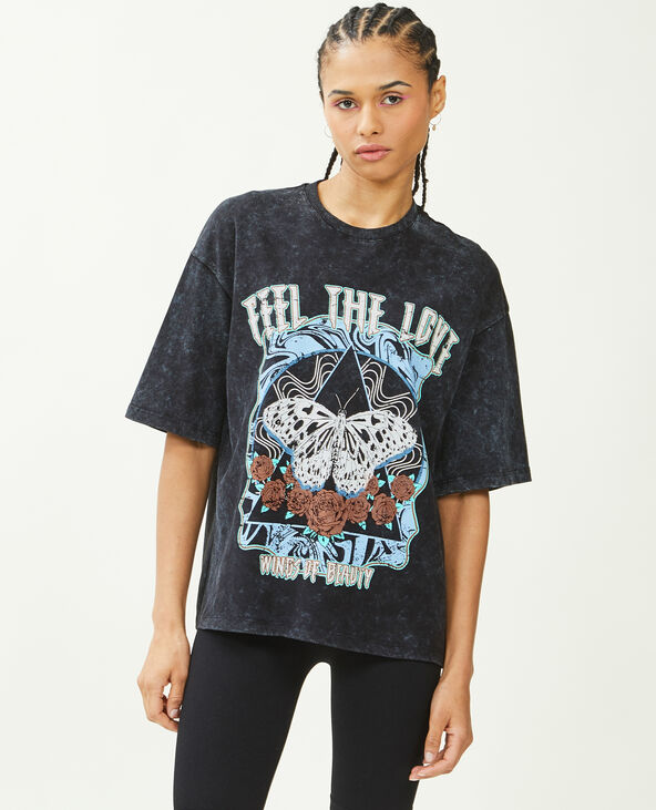 T-shirt imprimé oversize noir - Pimkie
