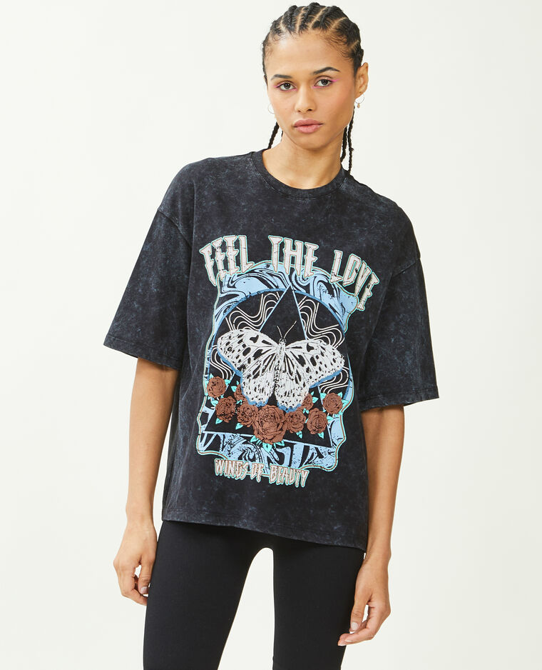 T-shirt imprimé oversize noir - Pimkie