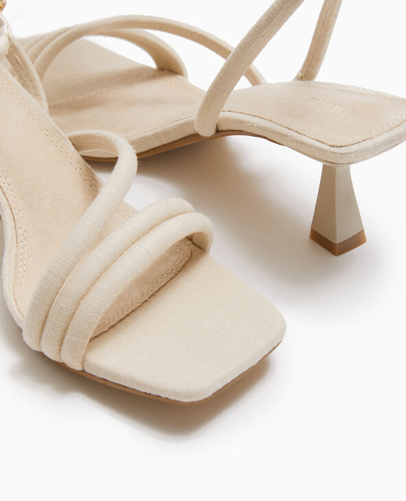 Sandales à talon tissu effet lin blanc - Pimkie