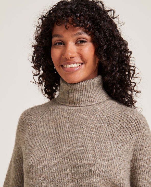 Robe pull à col roulé taupe - Pimkie