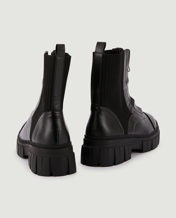 Boots zippées bimatières noir - Pimkie