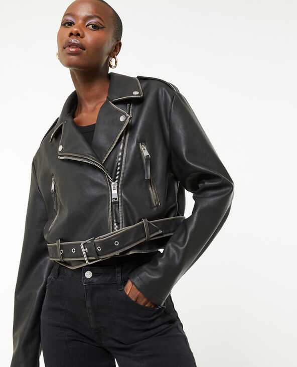 Blouson biker court noir - Pimkie