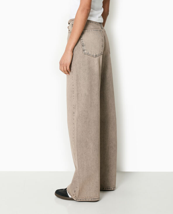 Jean droit taille basse avec ceinture à nouer marron - Pimkie