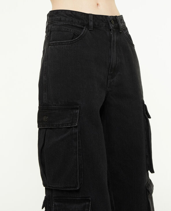 Jean cargo large multipoche noir - Pimkie