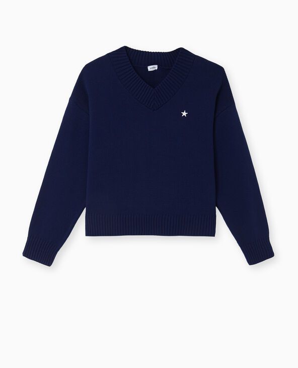 Pull col V bleu - Pimkie