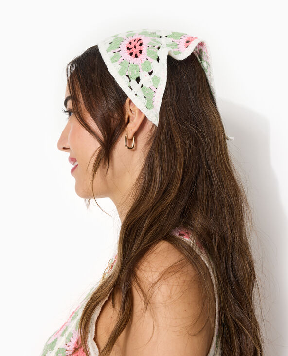 Foulard triangle pour cheveux en maille crochet rose - Pimkie