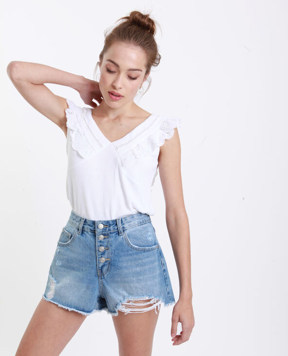 Top dentelle anglaise blanc - Pimkie