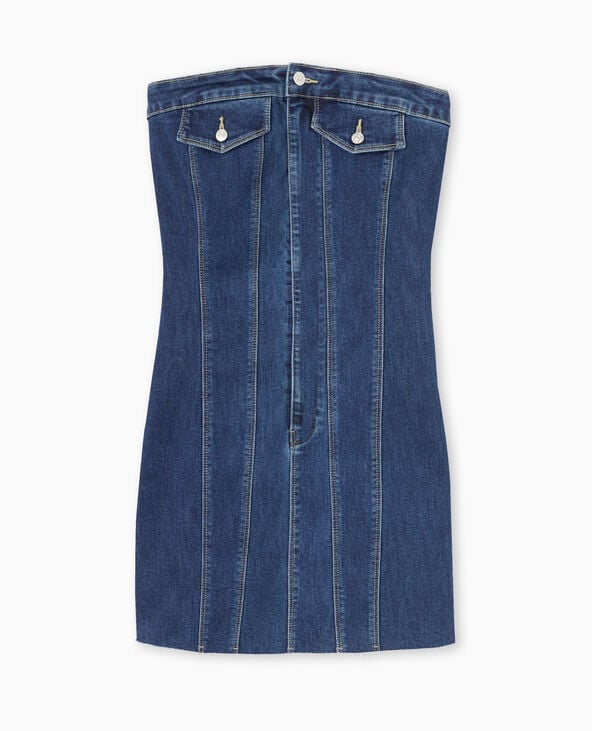 Robe courte forme bustier en jean bleu - Pimkie