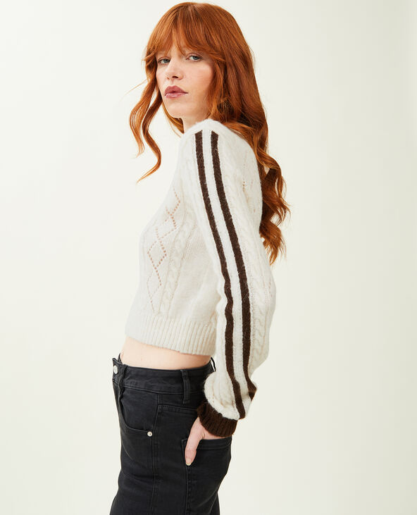Pull maille fantaisie et ajourée blanc - Pimkie