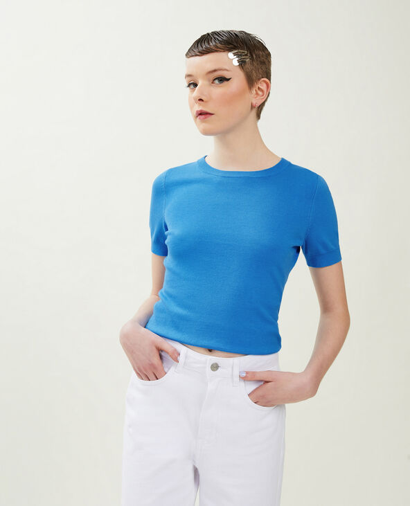 Pull manches courtes en maille fine