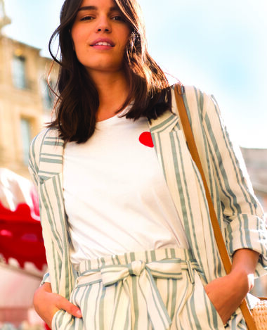 Blazer à rayures beige - Pimkie