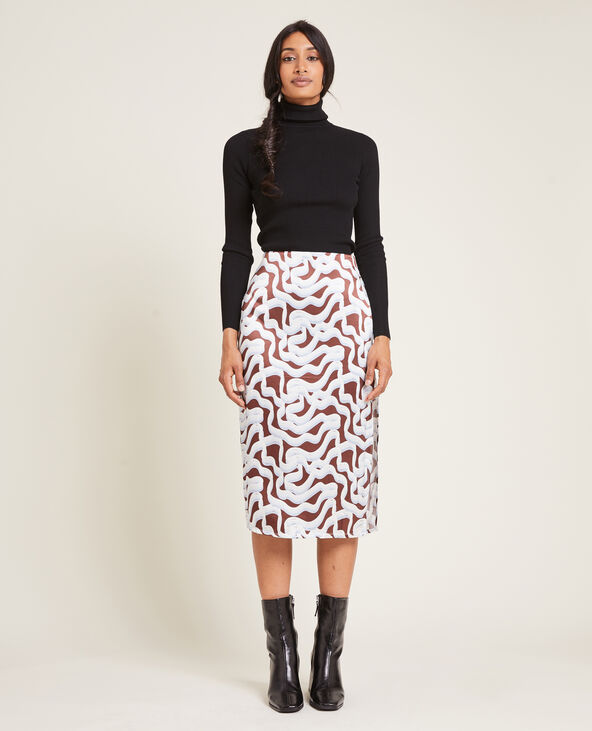 Jupe midi en tissu satiné noir - Pimkie