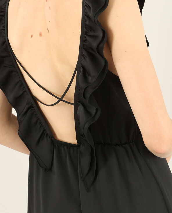 Robe longue satinée noir - Pimkie