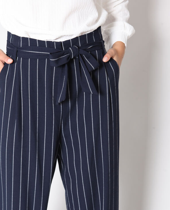 Pantalon large à rayures bleu marine - Pimkie