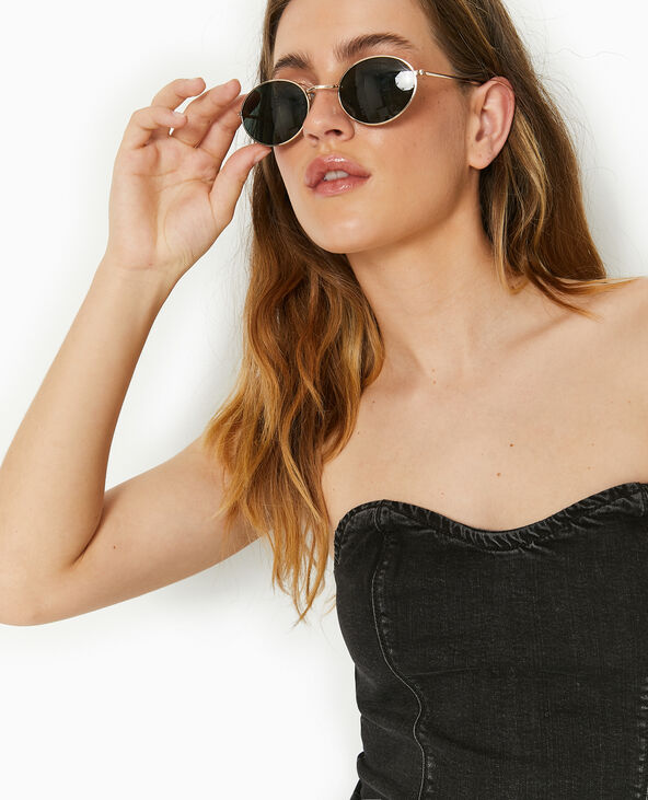 Robe bustier longue en jean stretch noir - Pimkie