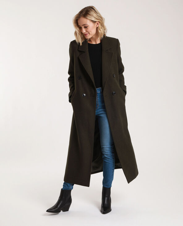 Manteau laine kaki store femme