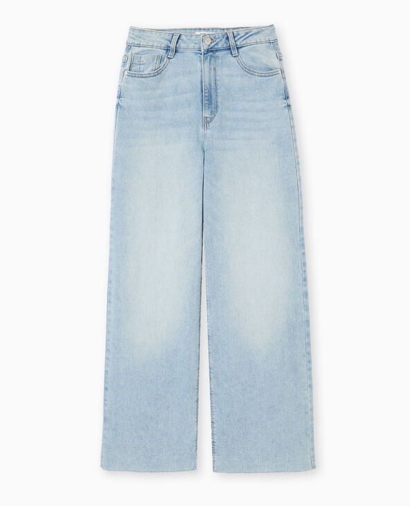 Jean wide taille haute bas coupés bleu - Pimkie