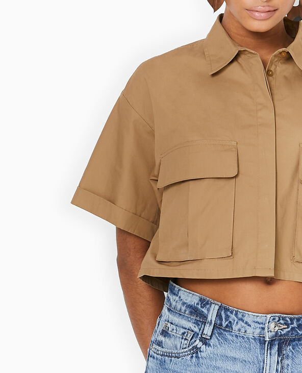 Chemise cropped avec poches plaquées taupe - Pimkie