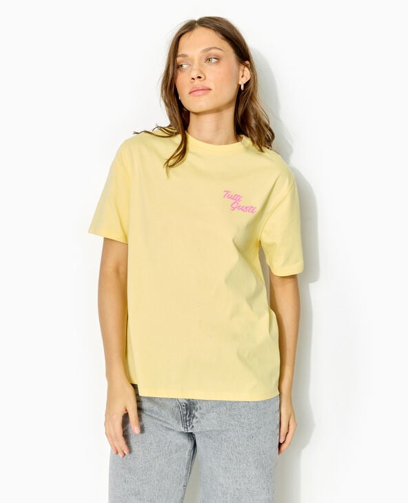 T-shirt oversize avec print poitrine et dos jaune - Pimkie