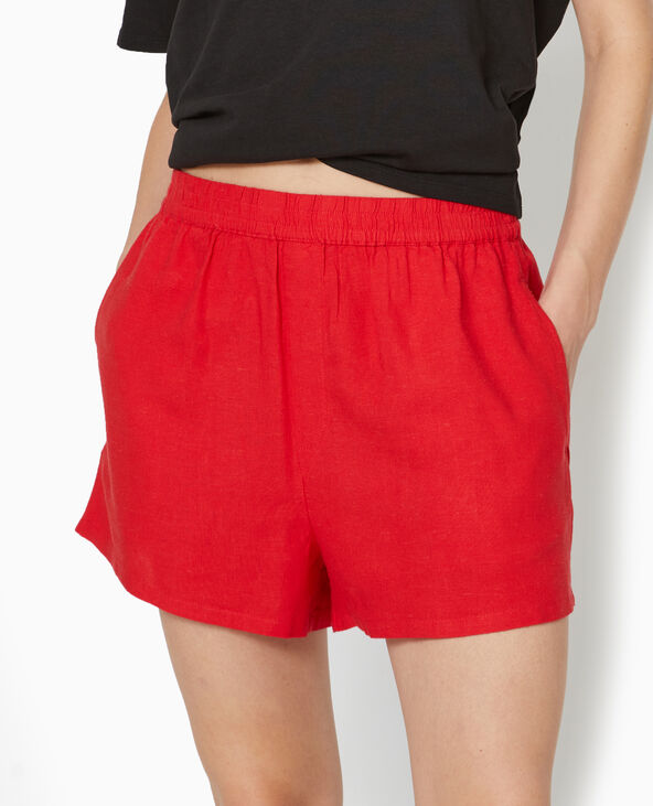 Short court taille elastiquee avec lin