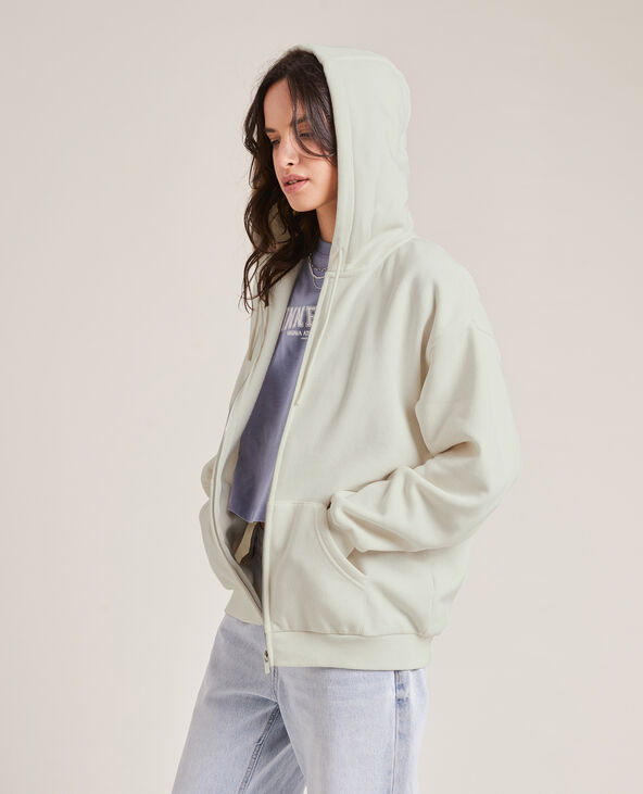 Sweat zippé avec capuche blanc - Pimkie