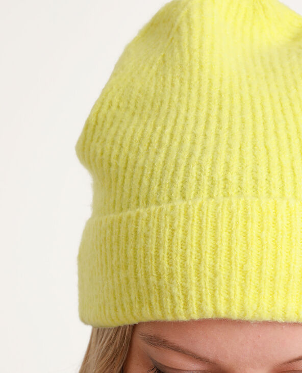 Bonnet à revers jaune - Pimkie