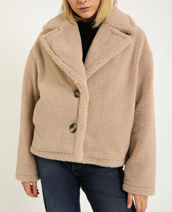 Veste en fausse fourrure beige - Pimkie