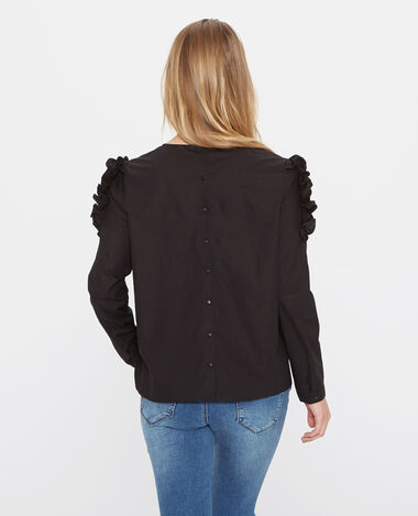 Blouse à volants noir - Pimkie