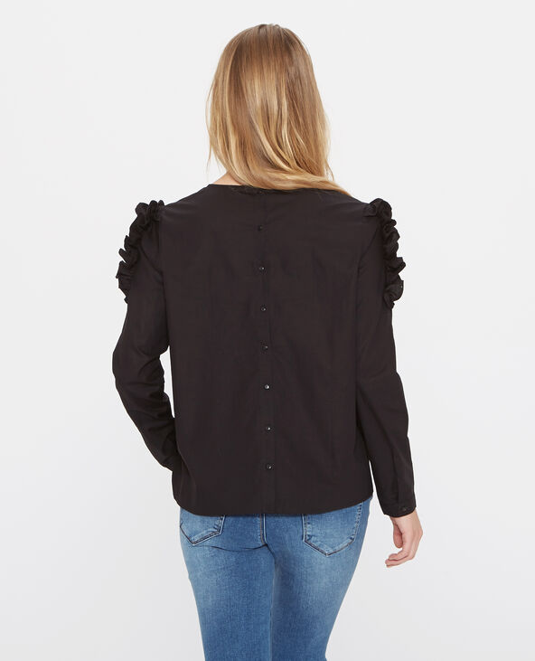 Blouse à volants noir - Pimkie