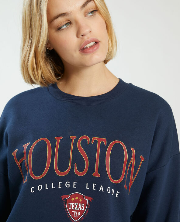 Sweat oversize Houston bleu marine - Pimkie