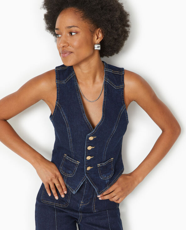 Gilet de barman en jean bleu - Pimkie