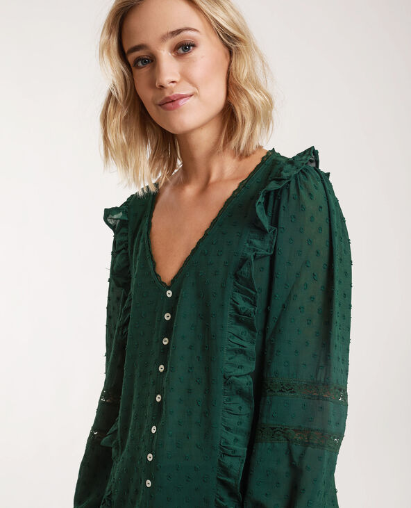 Blouse à plumetis vert foncé - Pimkie