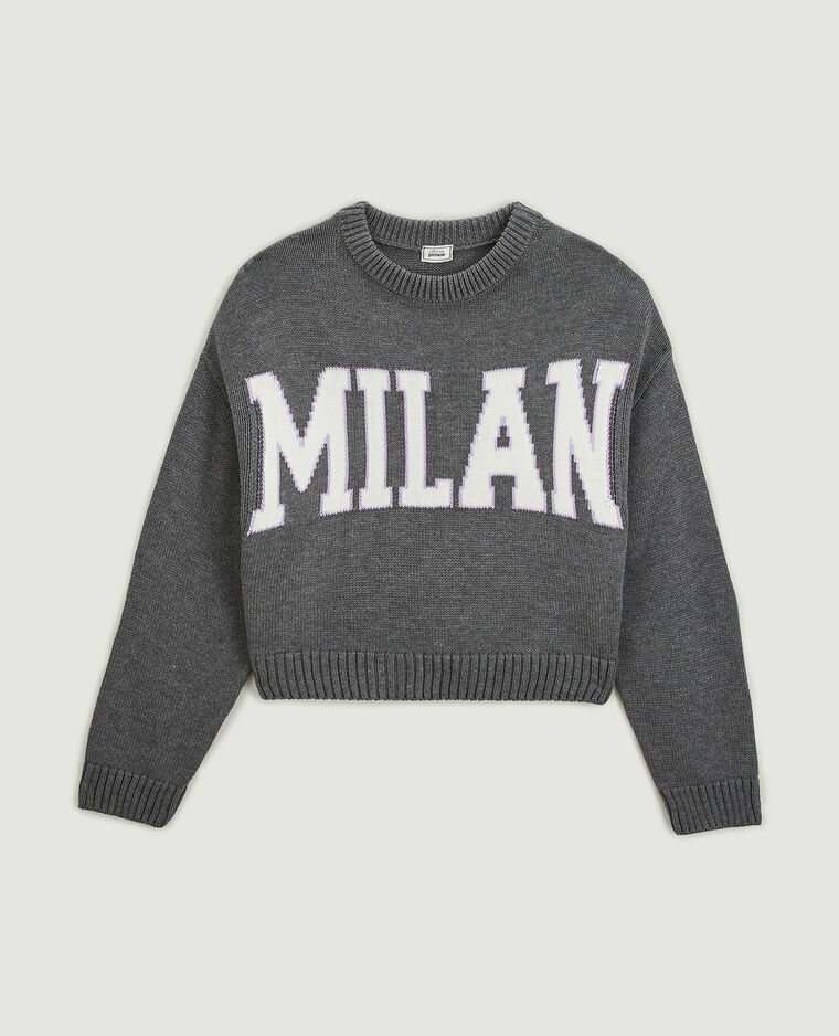 Pull court en maille gris clair - Pimkie
