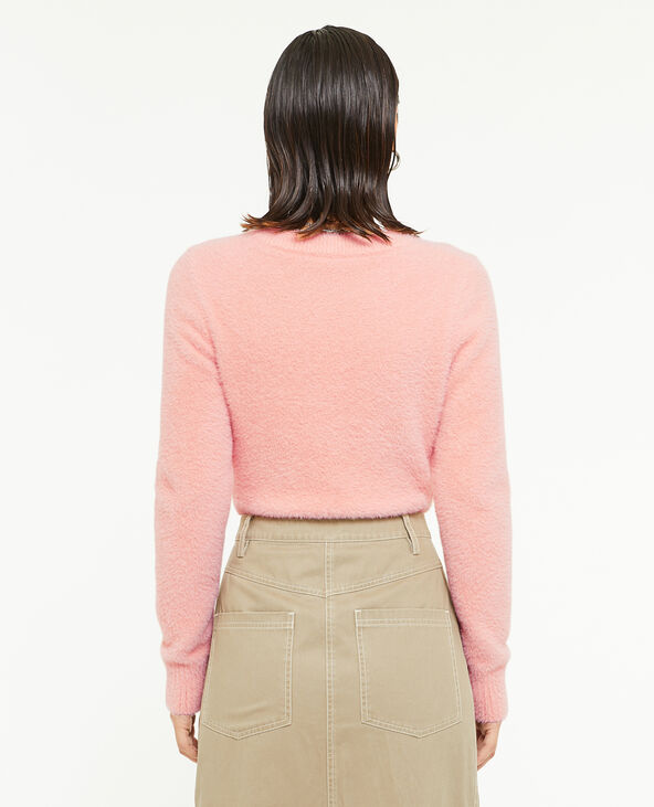 Pull en maille poilue et extensible rose clair - Pimkie