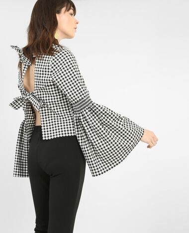 Top vichy dos ouvert noir - Pimkie