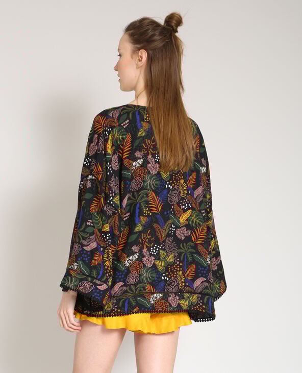 Kimono imprimé noir - Pimkie