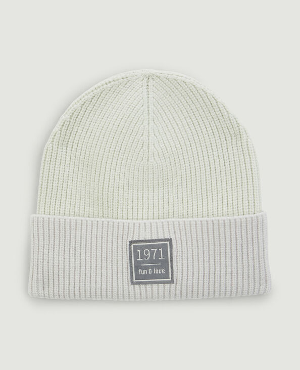 Bonnet bicolore en maille côtelée vert - Pimkie