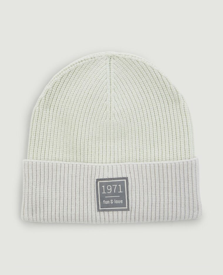 Bonnet bicolore en maille côtelée vert kaki - Pimkie