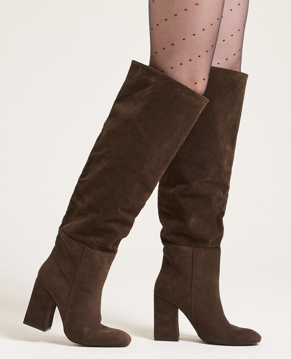Bottes hautes en suédine marron - Pimkie